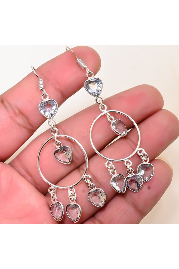 Black Tourmaline Gemstone 925 Sterling Silver Chandelier Earring 2.73" E40