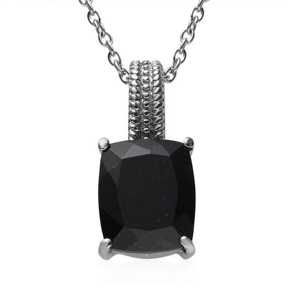 Shop LC Black Tourmaline Necklace - Stainless Steel Pendant Necklace with a Solitaire Gemstone For Women - October Birthstone Jewelry - 20" Length - Cut Jewelry Birthday Mothers Day