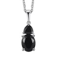 thumbnail image 1 of Black Tourmaline Necklace for Women Platinum Plated - 925 Sterling Silver Black Spinel Birthstone Jewelry Chain Size - 20" Ct 2.1 Anniversary Engagement Wedding - Cute Christmas Gifts, 1 of 12