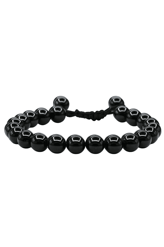 Black Tourmaline Onyx Bracelet  8mm Beaded Adjustable for Men & Women