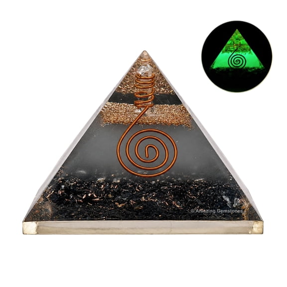 Black Tourmaline Orgone Pyramid - Glow in Dark