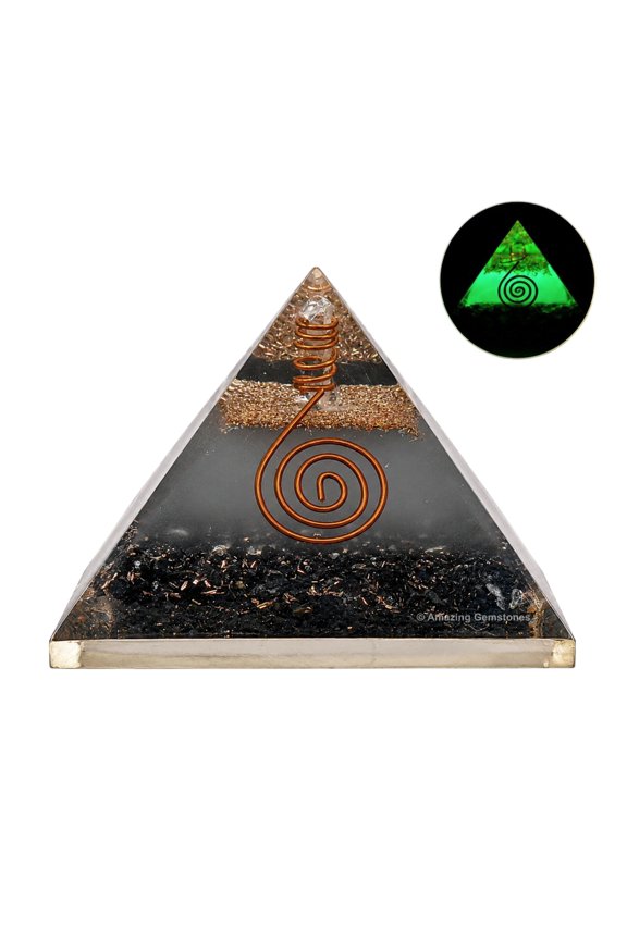 Black Tourmaline Orgone Pyramid - Glow in Dark