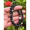 Black Tourmaline Quartz Crystal Bead Bracelet Dispelling Fear and