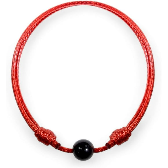 Black Tourmaline Red String Bracelet Handmade Kabbalah Evil Eye Protection Amulet with Adjustable Cord | Unisex Spiritual Jewelry Gift for Men & Women