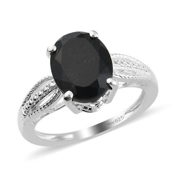 Black Tourmaline Ring 925 Sterling Silver Split Shank Statement Jewelry Engagement Women Size 9 Ct 2.3 Valentines Day Women Birthday Christmas Gifts