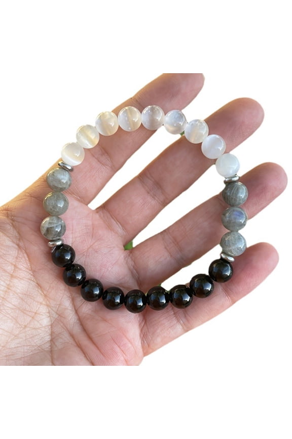 Black Tourmaline & Selenite Bracelet - Protection from Negative Energy, Aura Cleansing