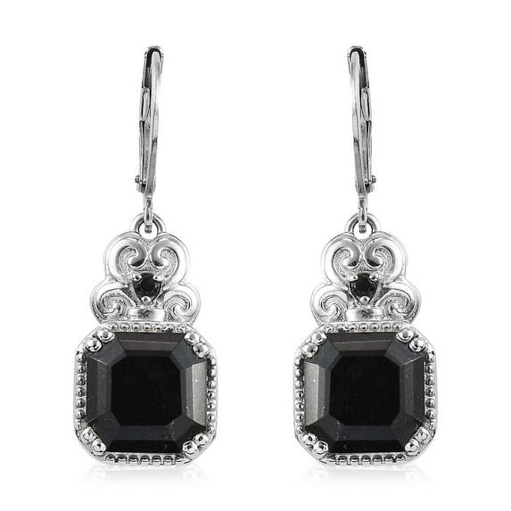 Black Tourmaline & Spinel Dangle Earrings for Women Jewelry Birthstone Jewelry Stainless Steel Lever Back Women Ct 7.13 ( 10x10 MM) Birthday Christmas Gifts