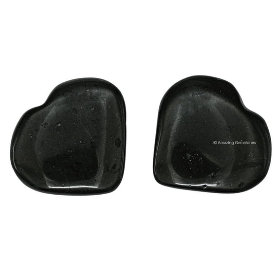 Black Tourmaline Stone Heart - Pack of 2 Crystal Heart Stones