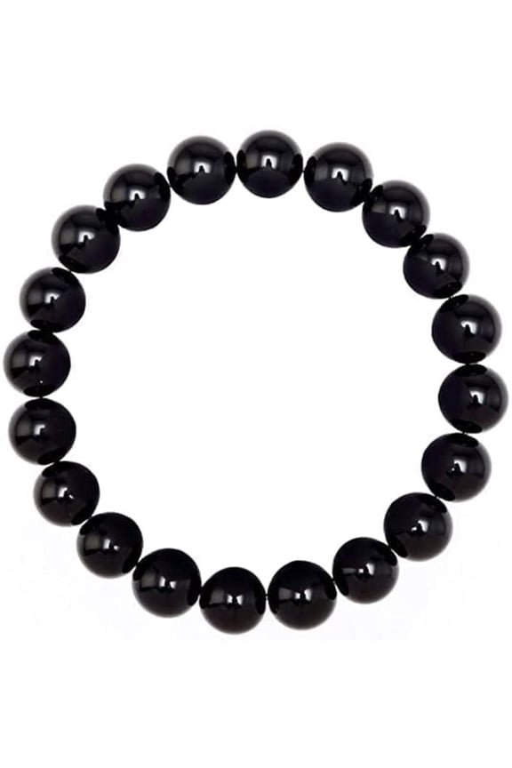 Black Tourmaline strach elastic Bead Braclet 8 mm