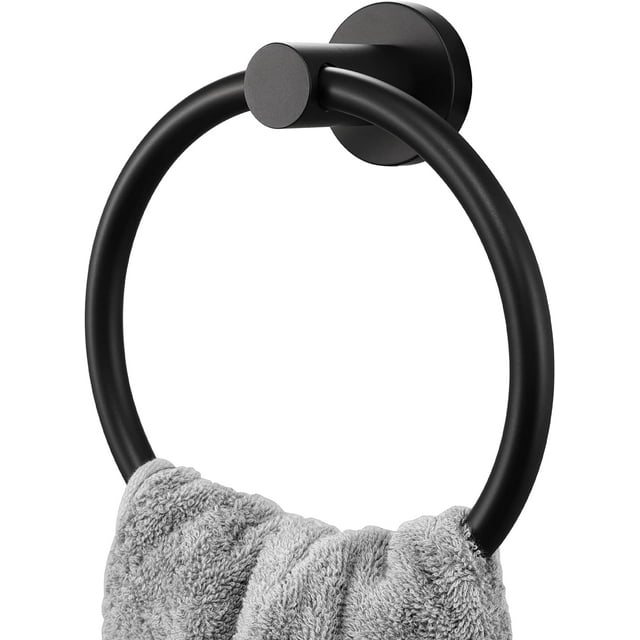 Black Towel Ring for Bathroom Towel Hanger Round Hand Towel Holder Wall ...