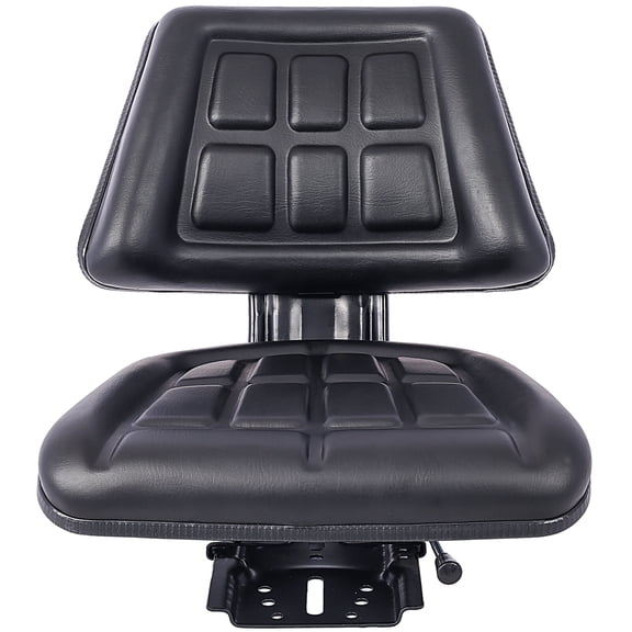 Black Tractor Seat with Backrest - Heavy-Duty Steel/PVC Seat with Slide Track for Compact Mowers