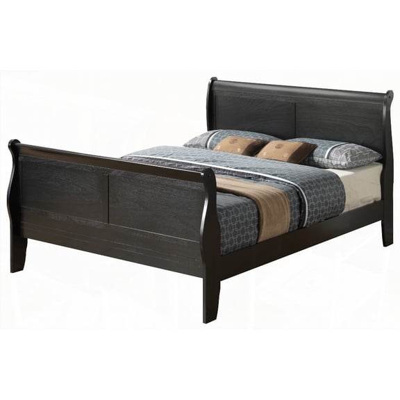 Black Traditional King Bed at 44'H x 79'W x 90'D, Assembly Required for Room Setup