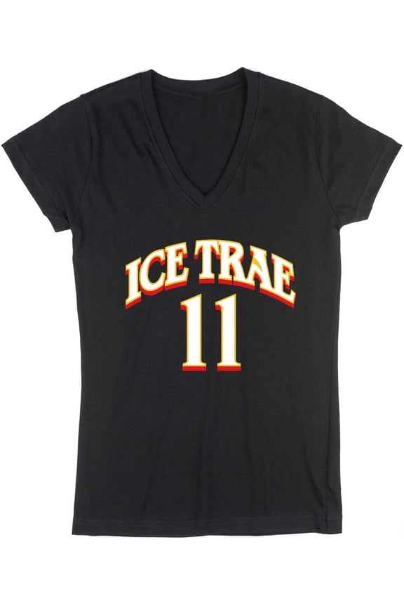 Black Trae Young Hawks Ice Trae LADIES V-NECK T-shirt ADULT