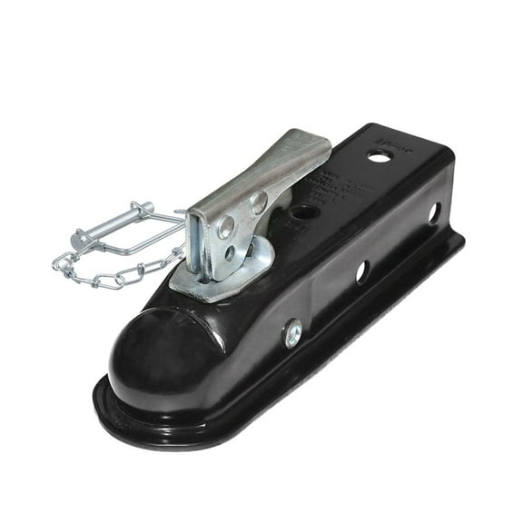 Black Trailer Coupler 2 X 2 Hitch Ball Coupling Straight Tongue 3500 Lbs RV Parts Camper Caravan Accessories ,Easy to Install