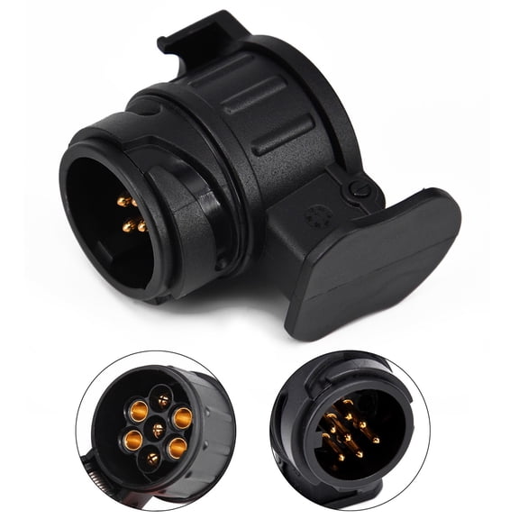 Black Trailer Truck 13 Pin To 7 Pin Plug Tow Bar Socket Adapter Converter