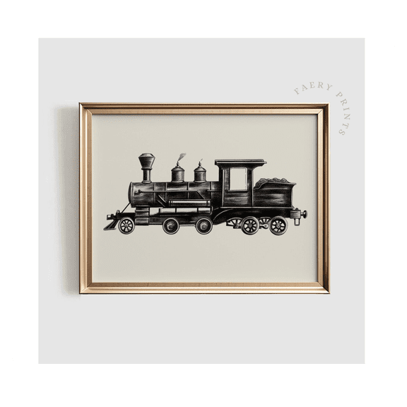 Black Train Print Vintage Wall Art Train Nursery Print Boy Toddler Room Print Nursery Art 927 Wall Art