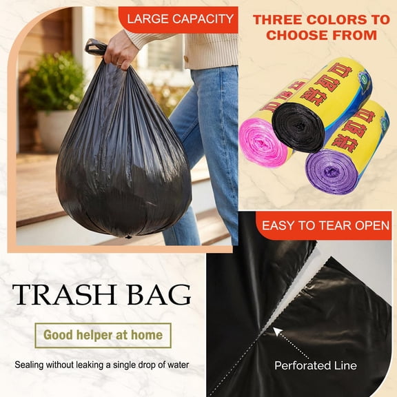 Black Trash Bags, Leak Proof, Tear Resistant, Bulk Roll, 19X18 in Plastic Bags for Household Waste Disposal, Works with Standard Black Garbage Can to Hold Regular Domestic Waste