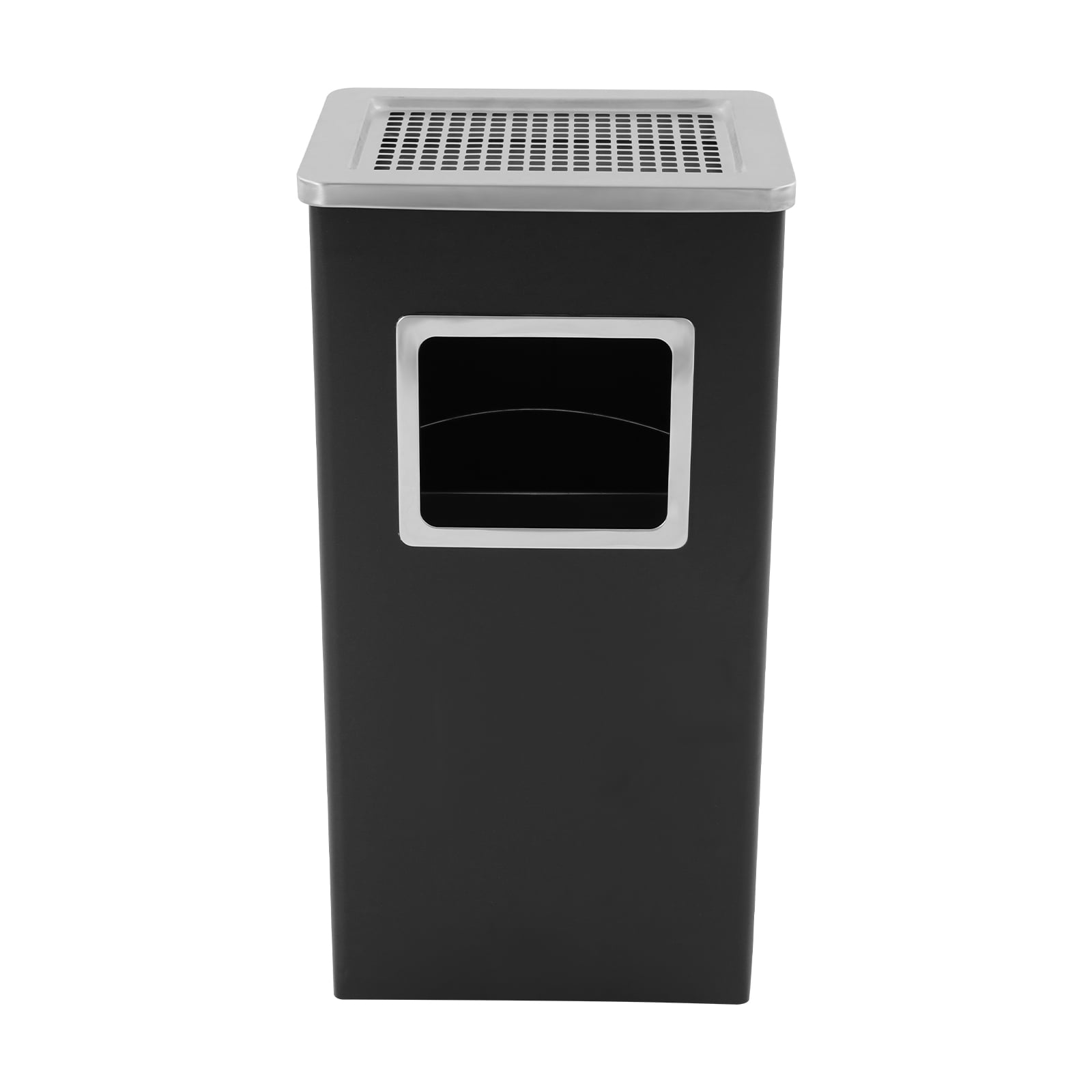 Black Trash Can, Commercial Garbage Can with Lid, Outdoor Indoor Industrial Stainless Steel Waste Container with Removable Inner Bucket, Large Capacity Modern Metal Trash Receptacle