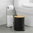 thumbnail image 1 of Black Trash Can with Bamboo Lid and Pedal, 2.5L Capacity, 1 of 7