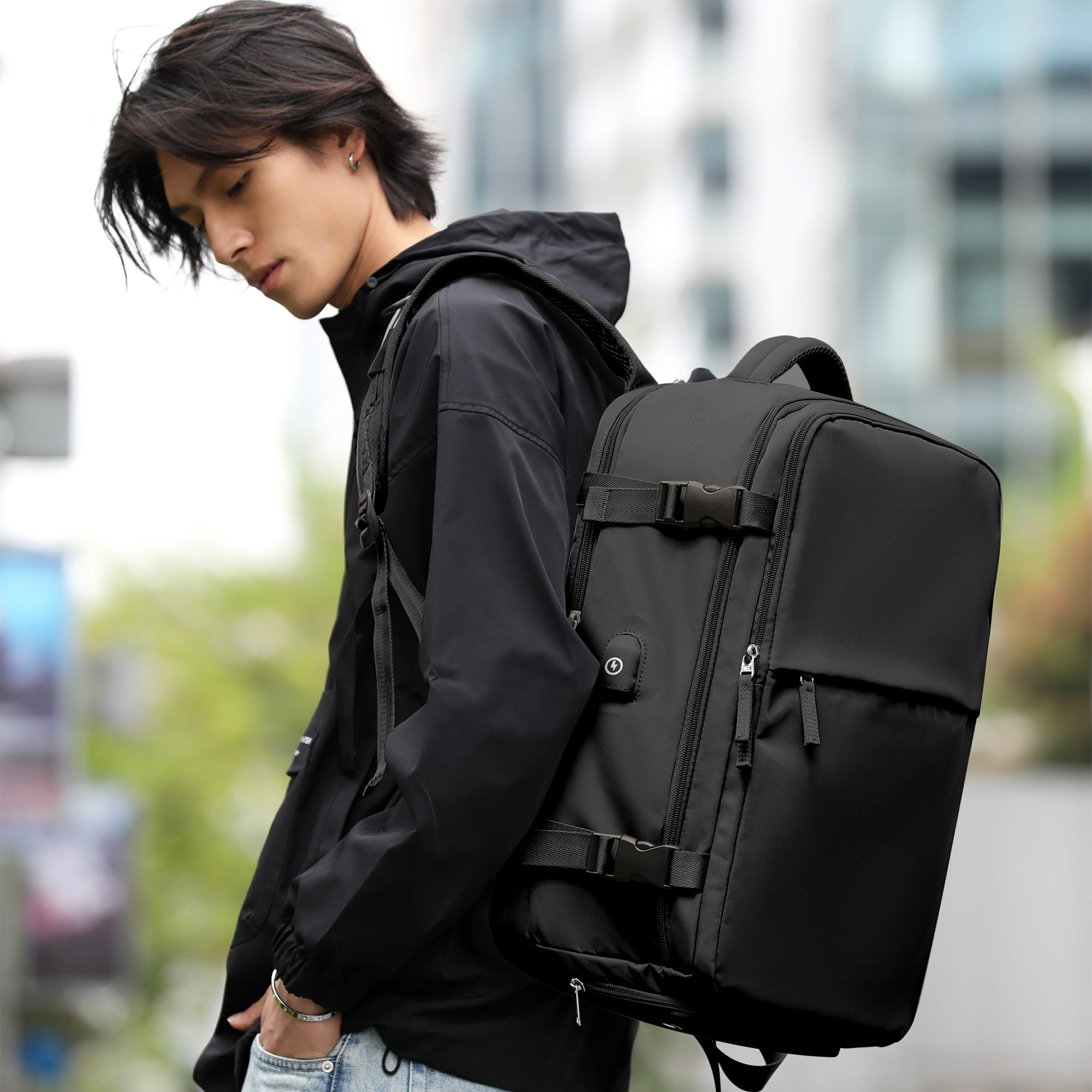 Black Travel Backpack for Women Men, Airline Approved Carry On Backpack ...