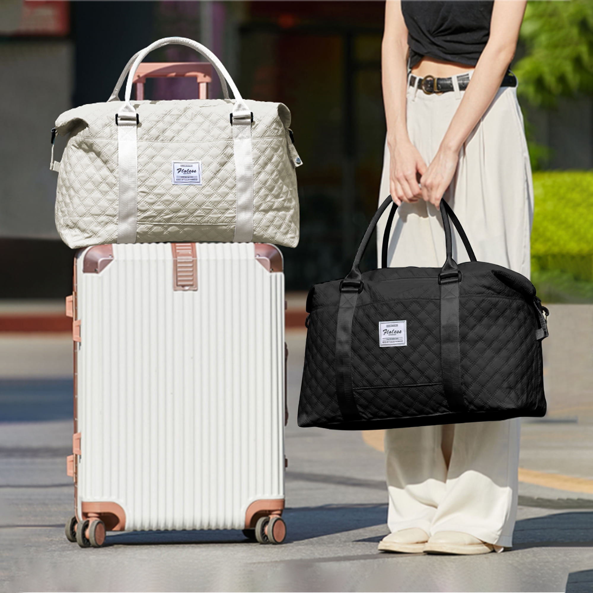Black Travel Bag Sport Duffel Bag for Woman,Men Gym Tote Bag,Weekender ...
