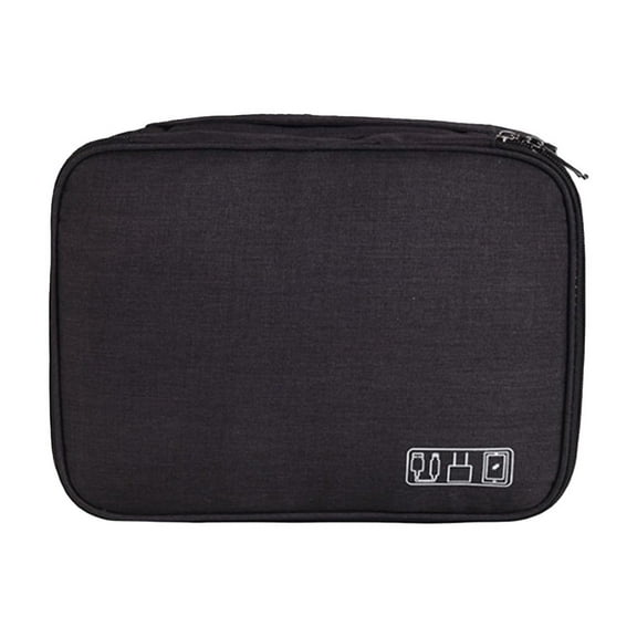 Black Travel Organizer Electronic Accessories Case Portable Tech Storage Bag With Three Layers Waterproof And Multiple Pockets For Cable Charger And Gadget Organization 11X8.2X3.5In 0.66Lb
