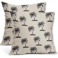 thumbnail image 1 of Black Tree Pillow Covers 16X16 Inch Set of 2 Coastal Tropical Plants Coconut Trees Decorative Pillow Cases Summer Beach Vintage Cushion Case Hawaiian Home Decor for Sofa Couch Outdoor, 1 of 6