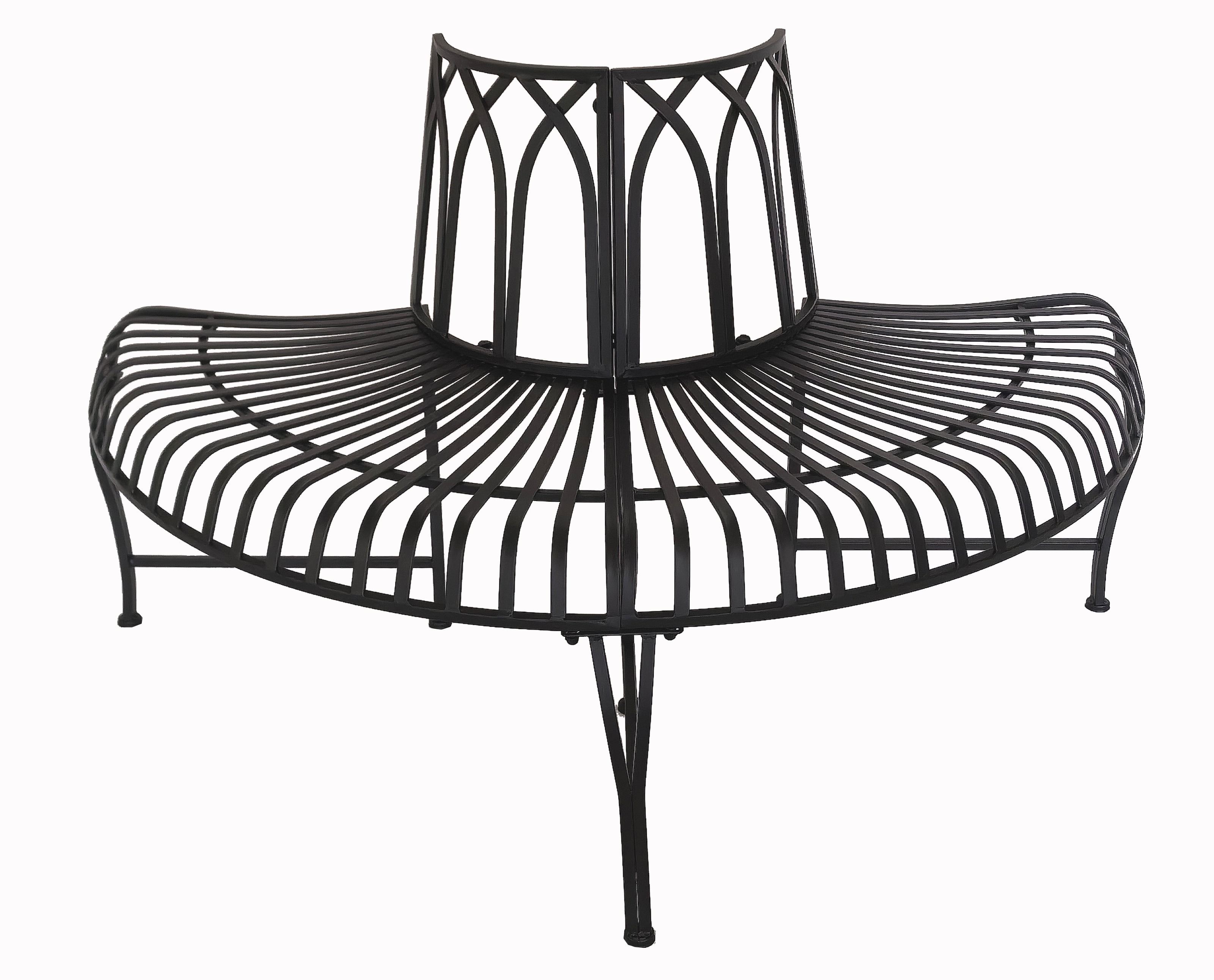 Black Tree Wrap Garden Bench Semi-Circle