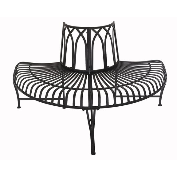 Black Tree Wrap Garden Bench Semi-Circle