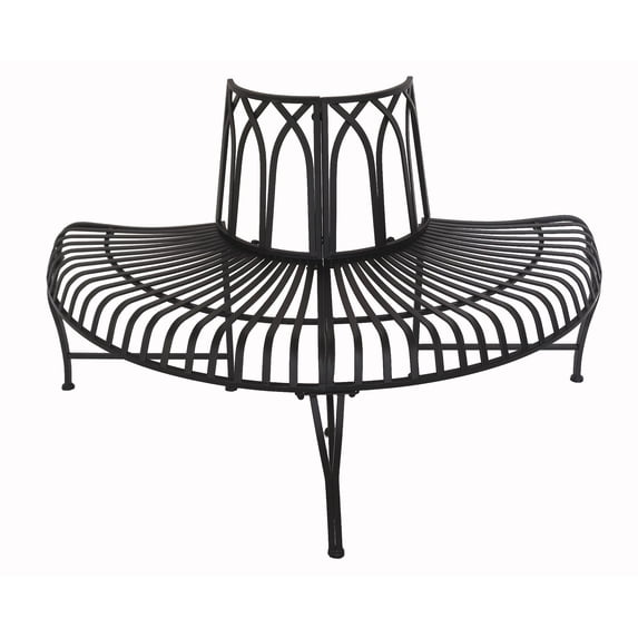 Black Tree Wrap Garden Bench Semi-Circle