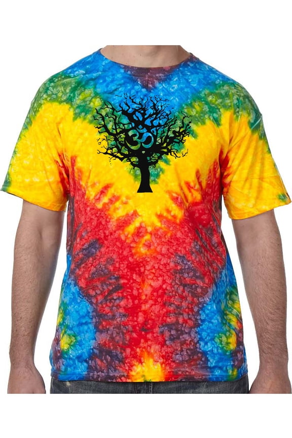 Black Tree of Life Tie Dye Tee Shirt - Woodstock, 2XL