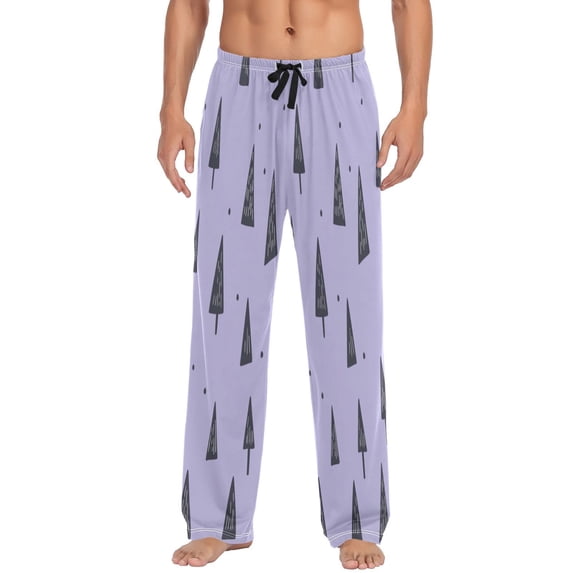 Black Trees Men's Lightweight Pajama Bottoms Stretch Elastic Waist Side Pockets Spring Fall