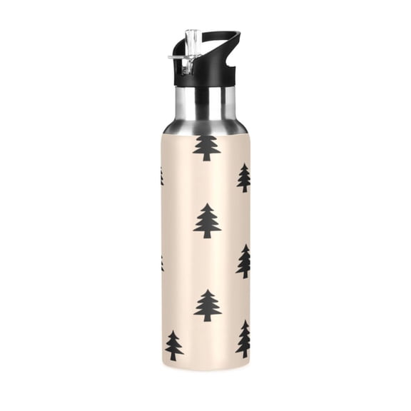Black Trees Pattern 600ml Double Walled Stainless Steel LeakProof Sports Bottle Thermo 8h