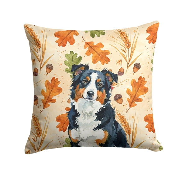 Black Tri American Shepherd Heirloom Fall Throw Pillow Decorative Indoor Outdoor Accent Cushion for Couch  Bed or Patio  14Hx14W