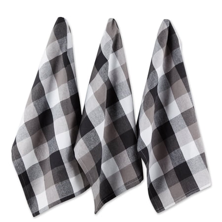 Black Tri Color Check Dishtowel (Set of 3)