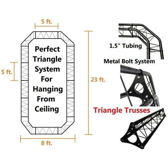 Black Triangle Truss 23ftX8ft Hang From Ceilings Trade Shows Display Metal Bolts