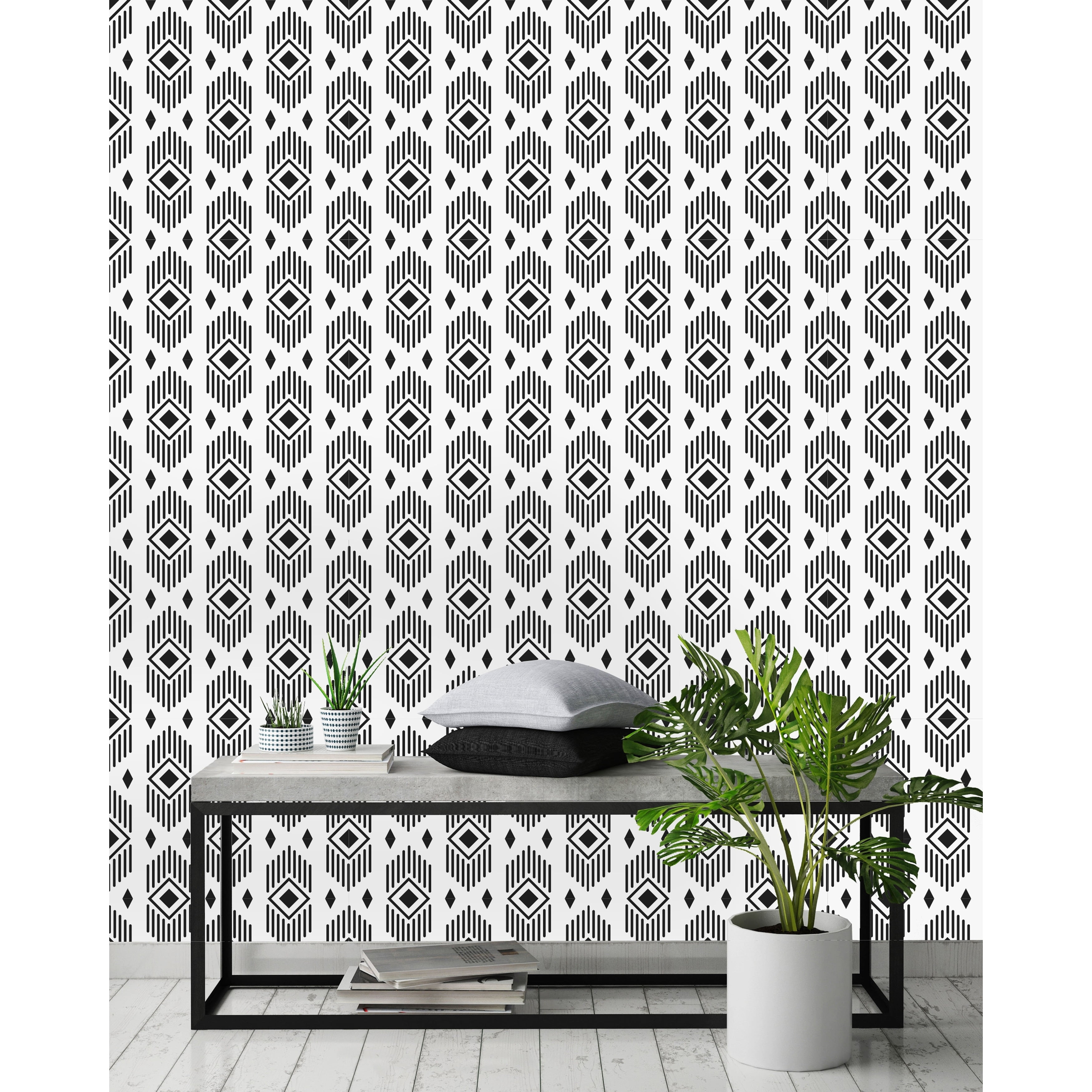 Black Tribal Pattern Peel and Stick Wallpaper 25"W x 125"H - Walmart.com