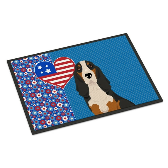 Black Tricolor Basset Hound Indoor or Outdoor Mat 24x36 36 in x 24 in