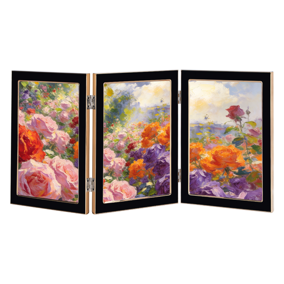 Black Trifold 5x7 Picture Frame for Tabletop Display