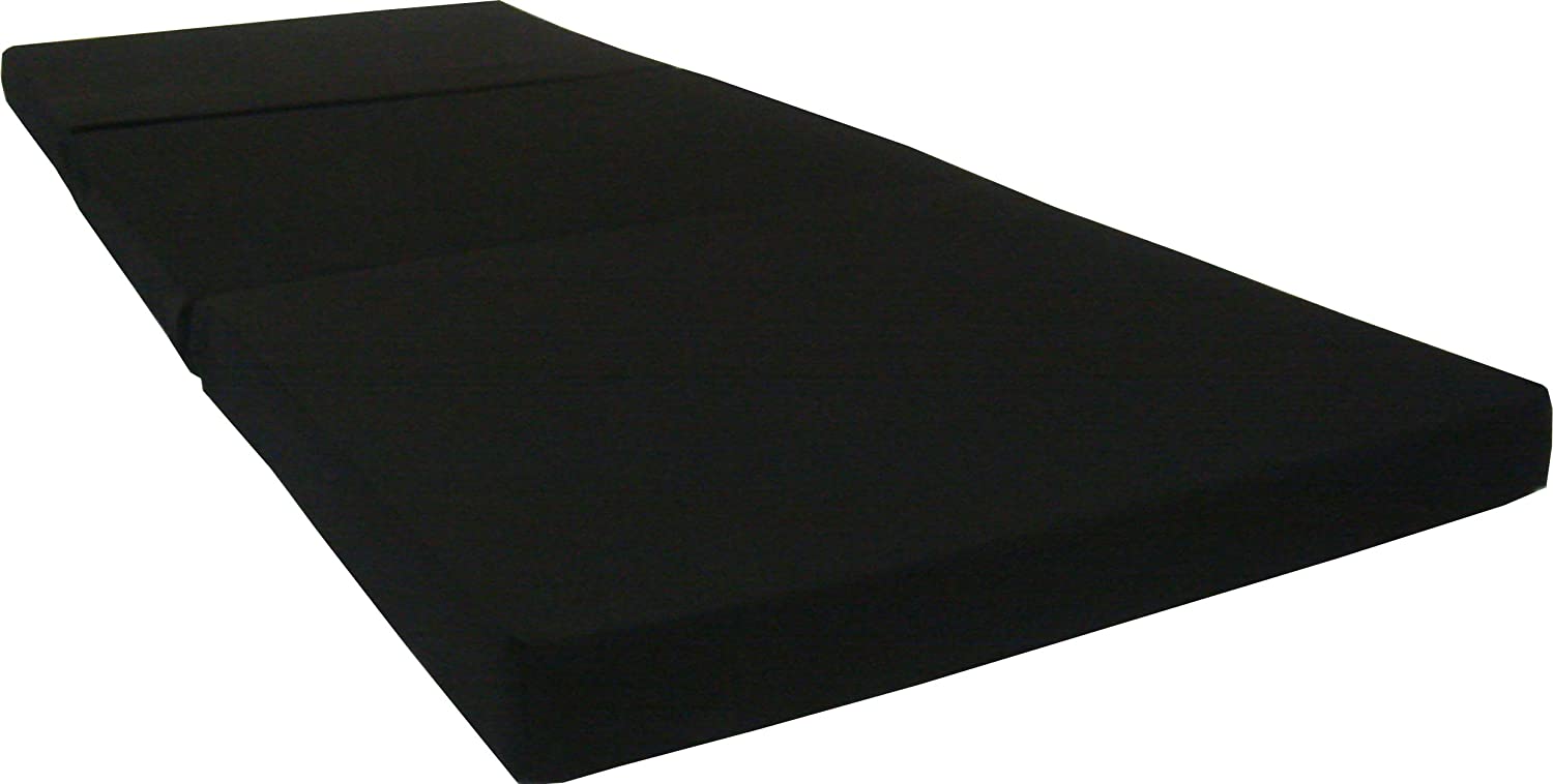 Black Trifold Foam Beds 3 x 27 X 75 in, Shikibuton, Foldable Mats, High