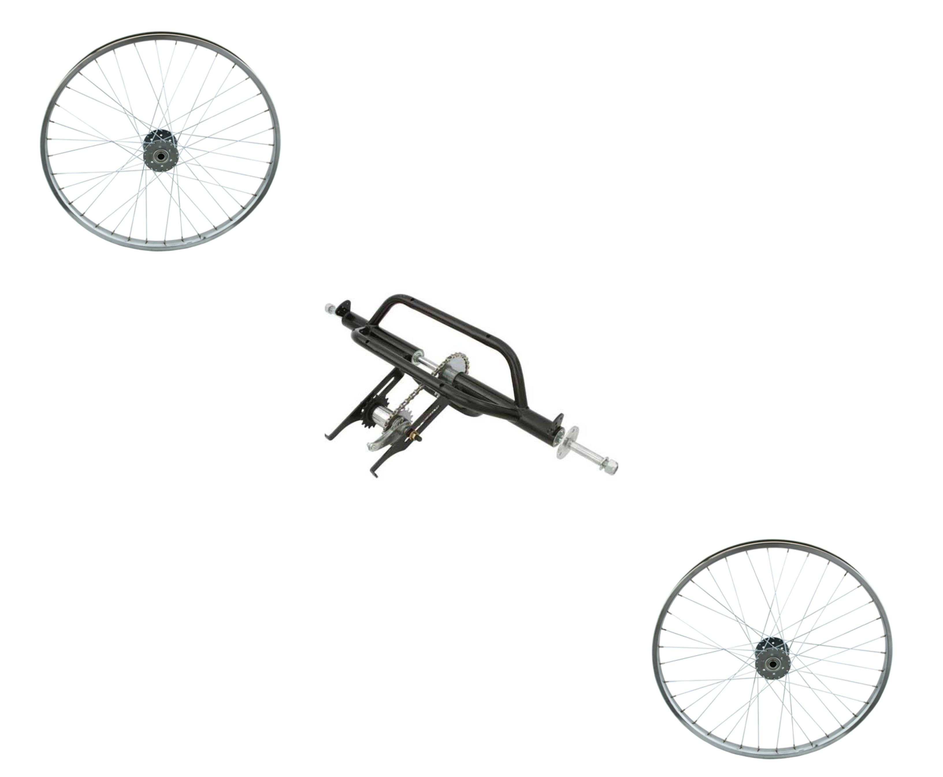 Black Trike Conversion Kit for 26 inch Bicycle. Comes with Two