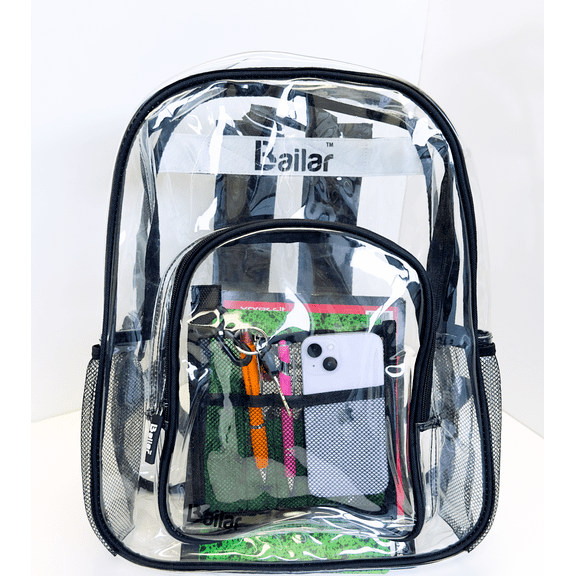 Black Trim-Clear Backpack-Transparent