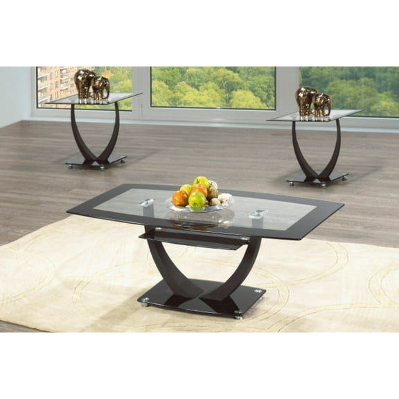 Black Trim Glass Top End Table