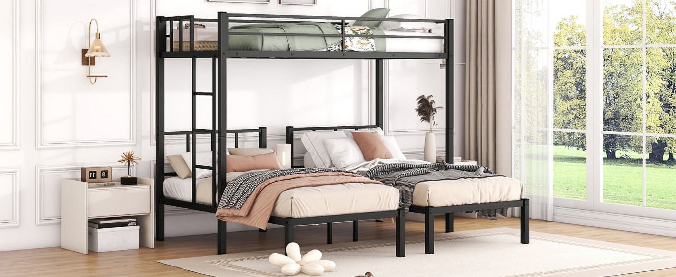 Black Triple Bunk Beds for Kids, Twin over Twin & Twin Bunk Bed with