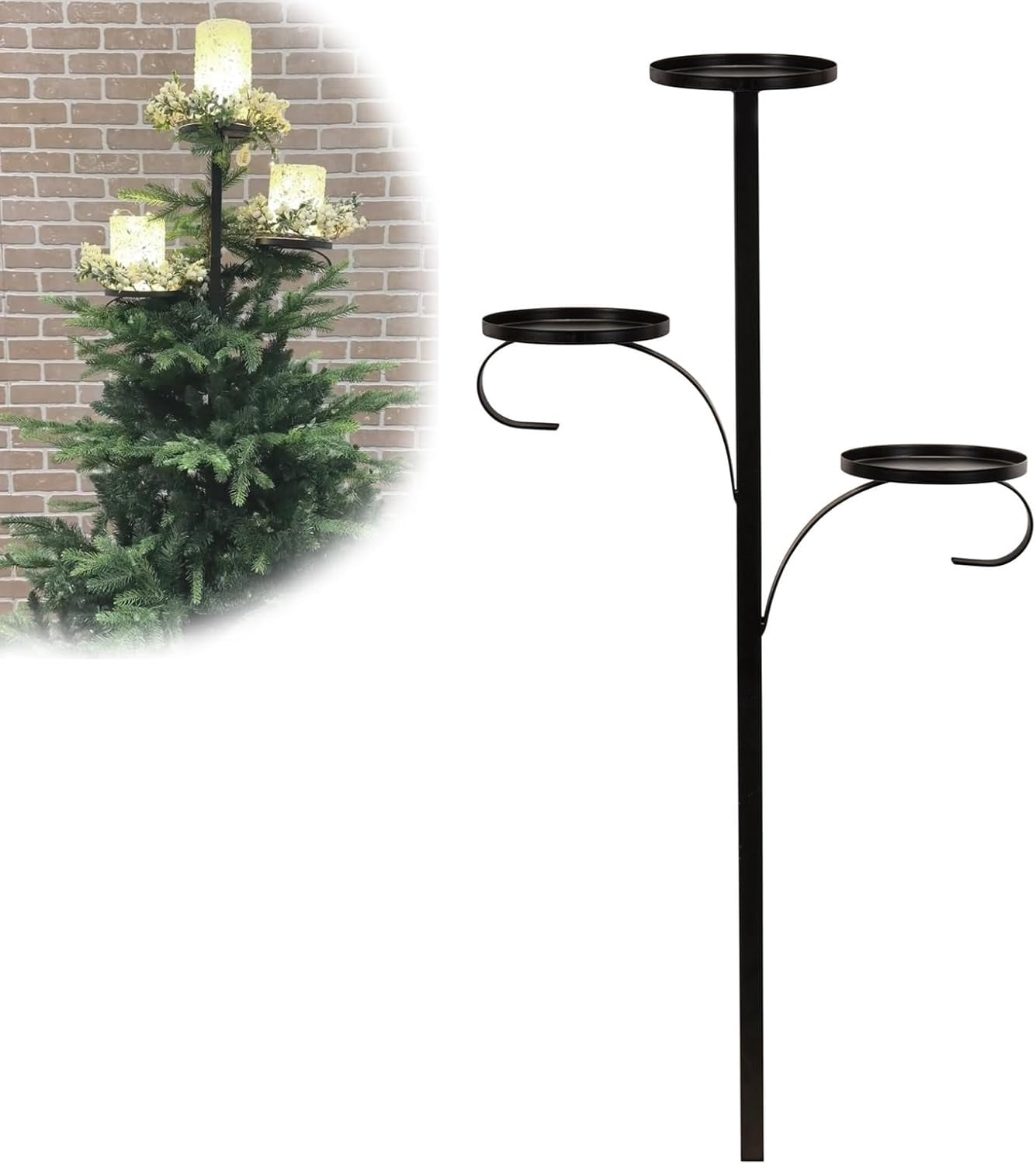 Black Triple Tree Topper, Triple Tree Topper Candle Holder Christmas ...