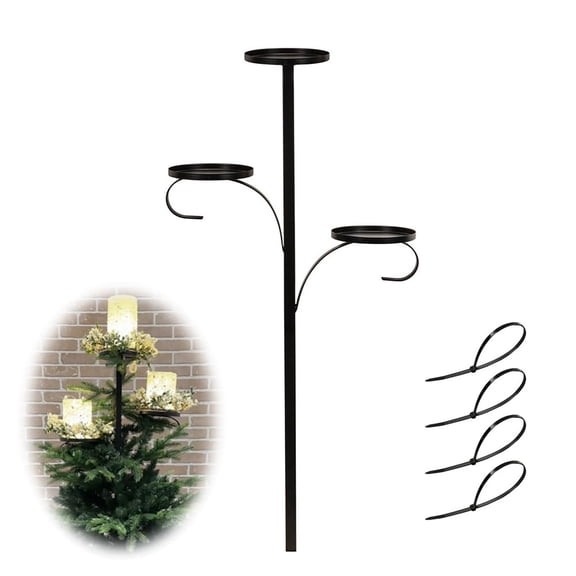 Black Triples Tree Topper Candelabra for Christmas 3 Tier Candle Holders Christmas Topper Unique Light Up Christmas Tree Indoor Bedroom Tableware Kitchen
