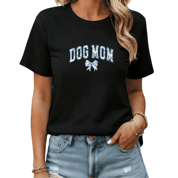 Black Tshirt Graphic Tees Print Blue Dog Mom Casual Pet Lover Shirts S-5XL Tops