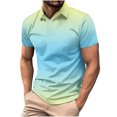 thumbnail image 1 of Black Tshirts Men Playeras Para Hombres Men's Casual Gradient Color Tees Summer Button-up T-Shirt for Men Short Sleeve Lapel Tops, 1 of 6