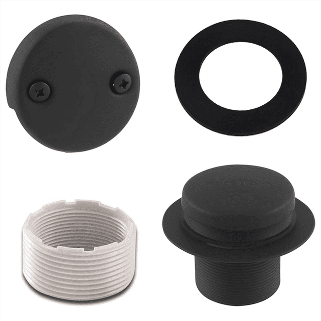 Black Tub Drain Kit with Overflow, TipToe Bath Tub Drain and TwoHole