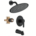 thumbnail image 1 of Black Tub Shower Faucet Set Complete With 8-Inch Rainfall Shower Head And Tub Spout Included Shower Valve Tub Shower Trim Kit Matte Black Sower System, 1 of 13